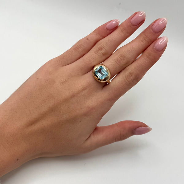14K GOLD BLUE TOPAZ ALANNA RING
