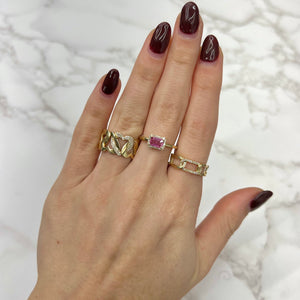 14K GOLD DIAMOND PINK SAPPHIRE MADISON RING