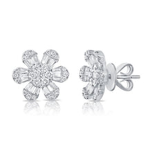 14K GOLD DIAMOND MEDIUM BRANDY FLOWER STUDS