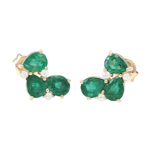 14K GOLD DIAMOND EMERALD MAREN STUDS