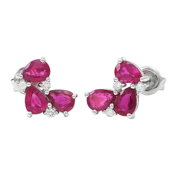 14K GOLD DIAMOND RUBY MAREN STUDS