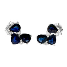 14K GOLD DIAMOND SAPPHIRE MAREN STUDS