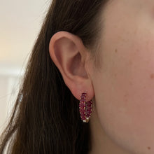 14K GOLD DIAMOND RUBY SHEVA HOOPS