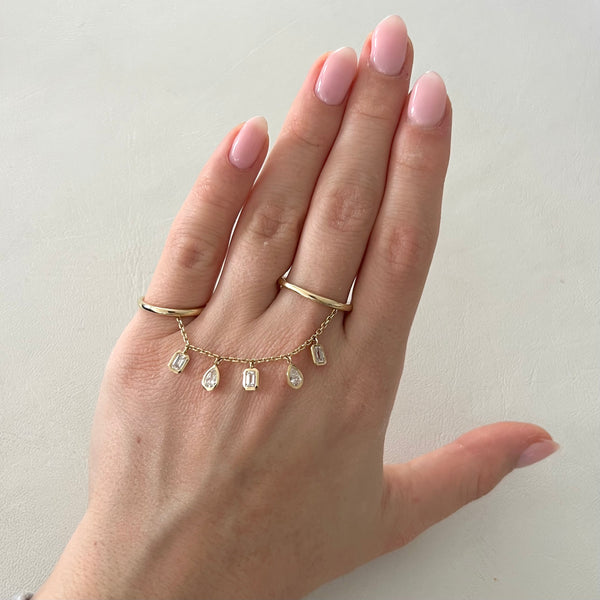 14K GOLD LAB GROWN DIAMOND LUNA DOUBLE FINGER RING