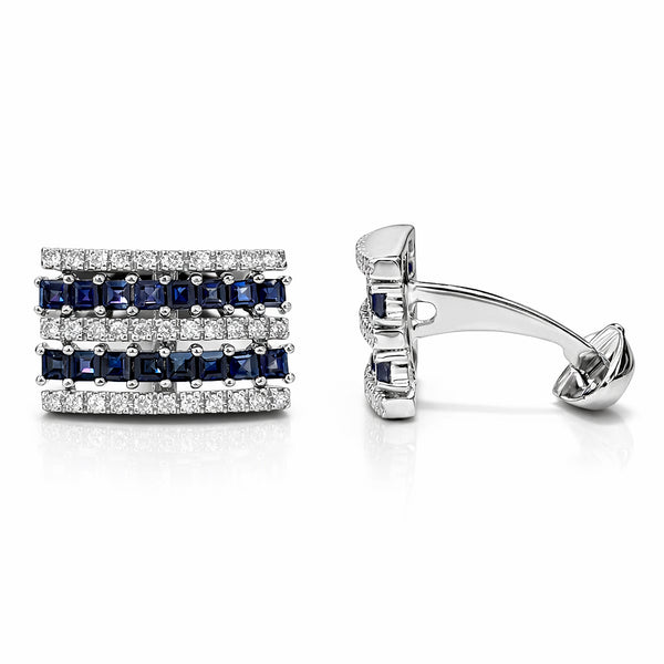 14K GOLD DIAMOND SAPPHIRE STEVE CUFFLINKS