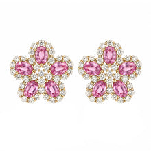 14K GOLD DIAMOND PINK SAPPHIRE CAROLINE FLOWER STUDS