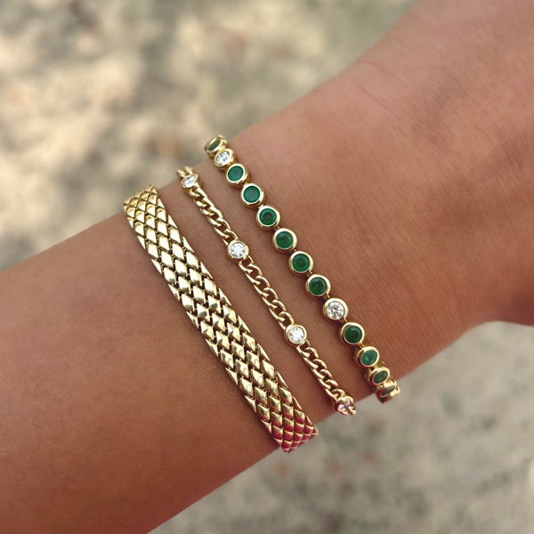 14K GOLD DIAMOND EMERALD SHARI BRACELET