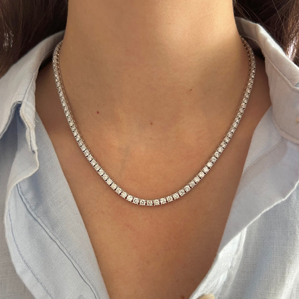 14K GOLD 15.60 CT DIAMOND CLASSIC TENNIS NECKLACE