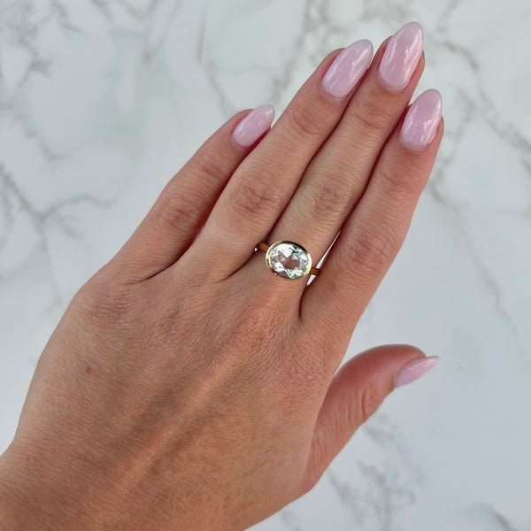 14K GOLD WHITE TOPAZ BAILEY RING