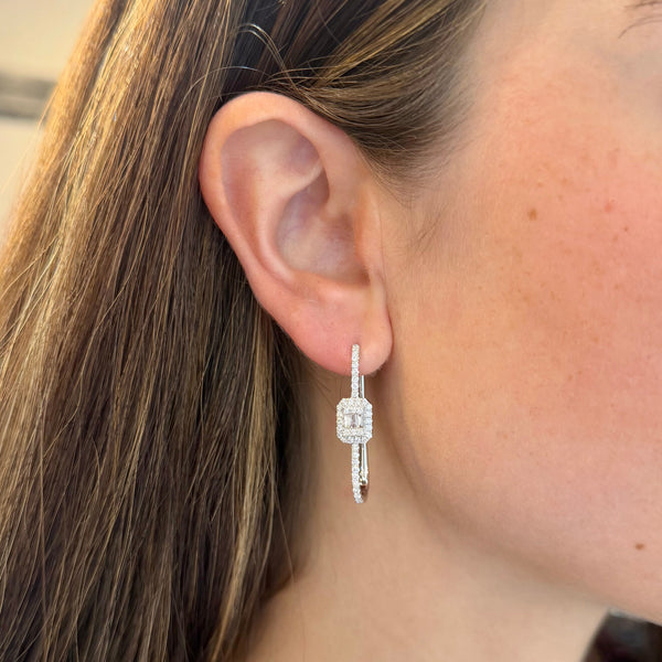 14K GOLD DIAMOND ROSELYN HOOPS