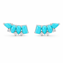 14K GOLD DIAMOND TURQUOISE CARMIT STUDS