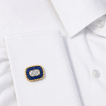 14K GOLD DIAMOND LAPIS BRENT CUFFLINKS