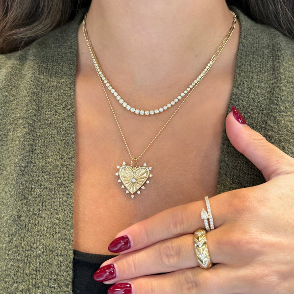 14K GOLD DIAMOND HOLLY HEART NECKLACE