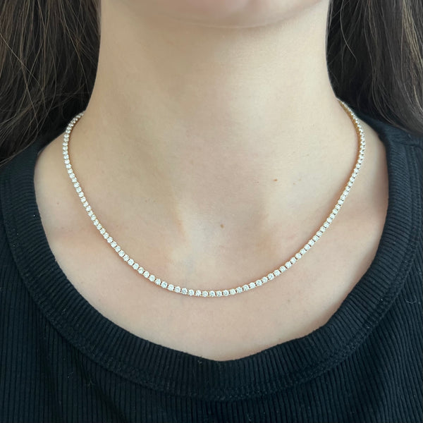 14K GOLD 6.84 CT DIAMOND CLASSIC TENNIS NECKLACE