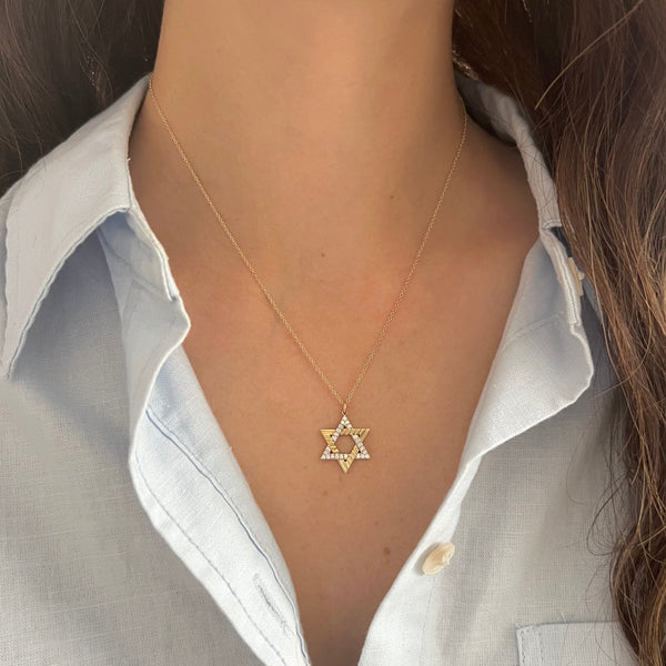 14K GOLD DIAMOND LEYA STAR OF DAVID NECKLACE