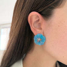 14K GOLD DIAMOND BLUE CHALCEDONY MULTI COLOR SAPPHIRE HARLEE FLOWER EARRINGS
