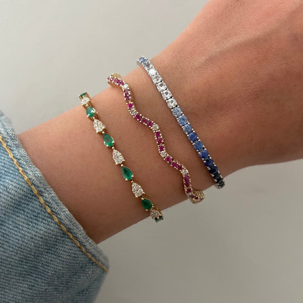 14K GOLD BLUE AND WHITE SAPPHIRE TORI BRACELET