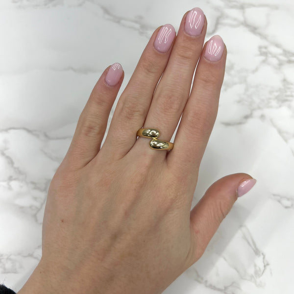 14K GOLD SMALL LUNA DOUBLE DROP RING