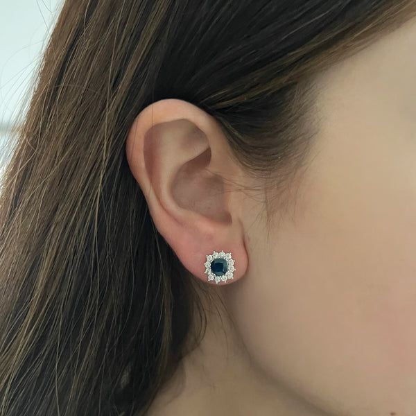 14K GOLD DIAMOND SAPPHIRE RUTH STUDS