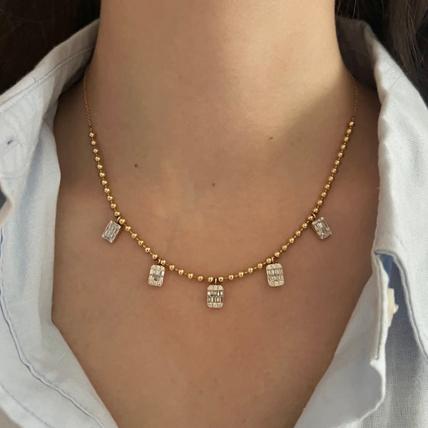 14K GOLD DIAMOND ORI RECTANGLE NECKLACE