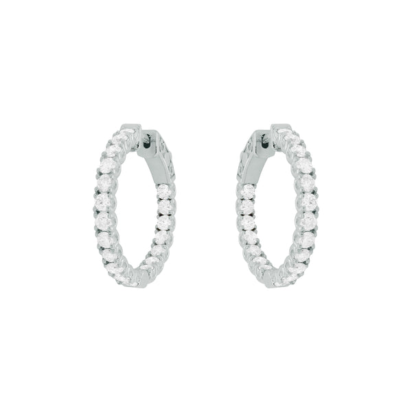 14K GOLD 2.48 CT DIAMOND CLASSIC HOOPS