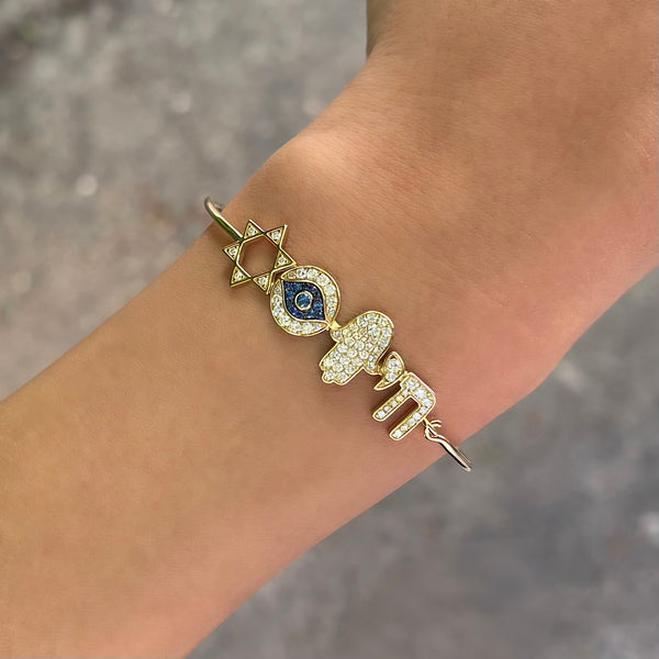 14K GOLD DIAMOND BLUE SAPPHIRE AYALA BANGLE