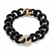 14K GOLD DIAMOND BLACK CERAMIC CUBAN BRACELET