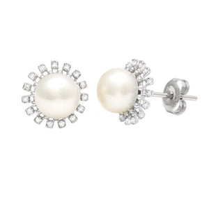 14K GOLD DIAMOND PEARL PIPPA STUDS