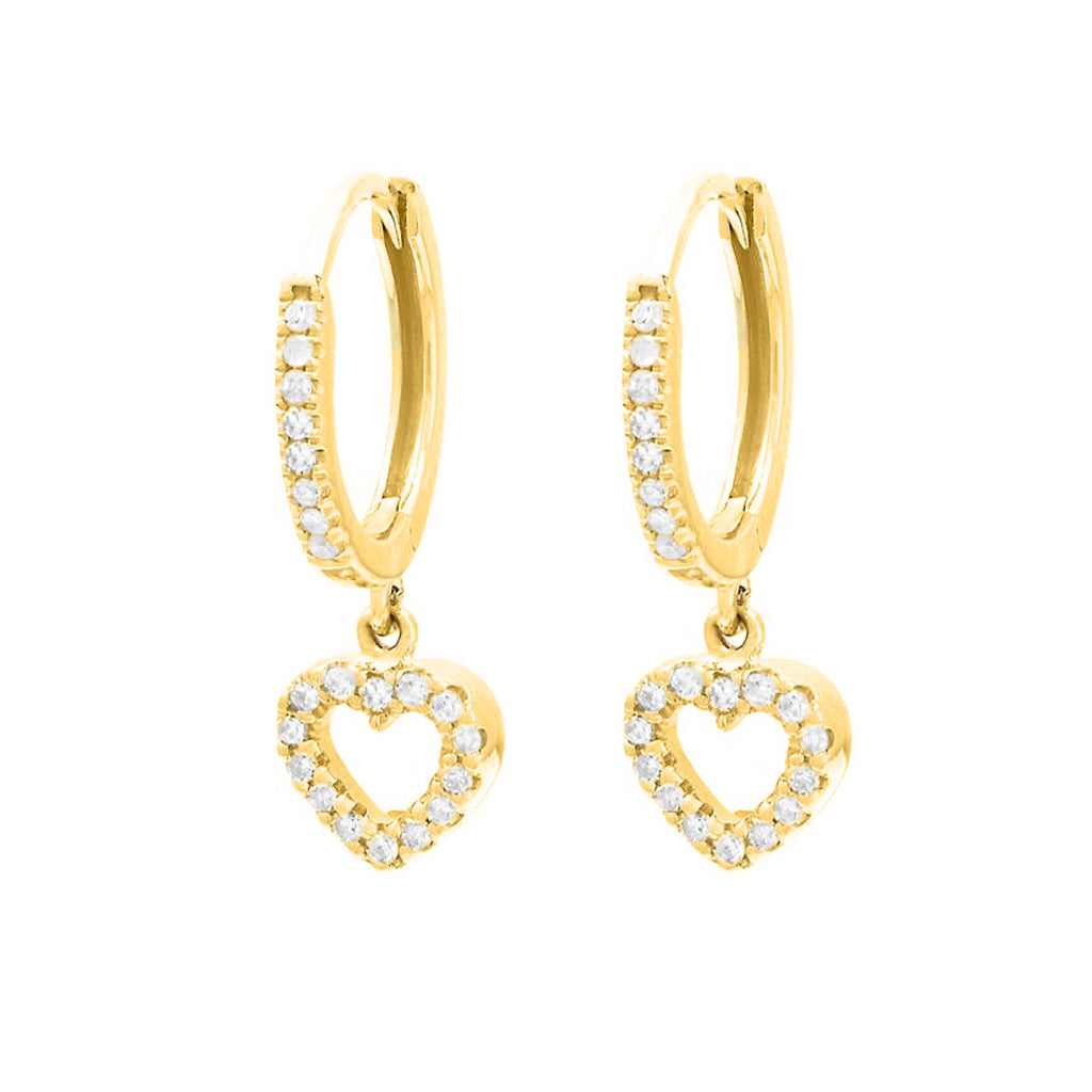 14K GOLD DIAMOND DEENA HEART EARRINGS