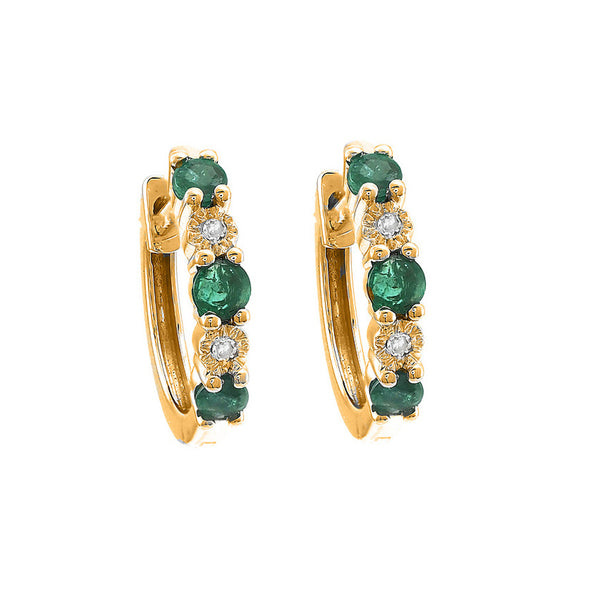 14K GOLD DIAMOND EMERALD SASHA HUGGIES