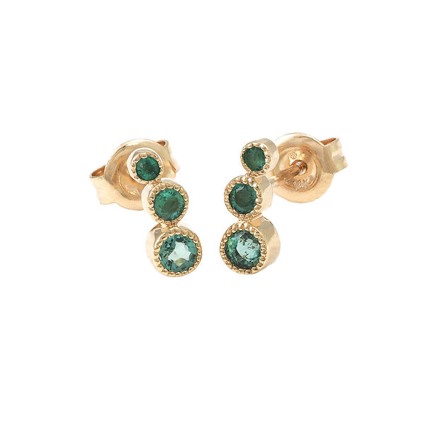 14K GOLD EMERALD LAURA STUDS