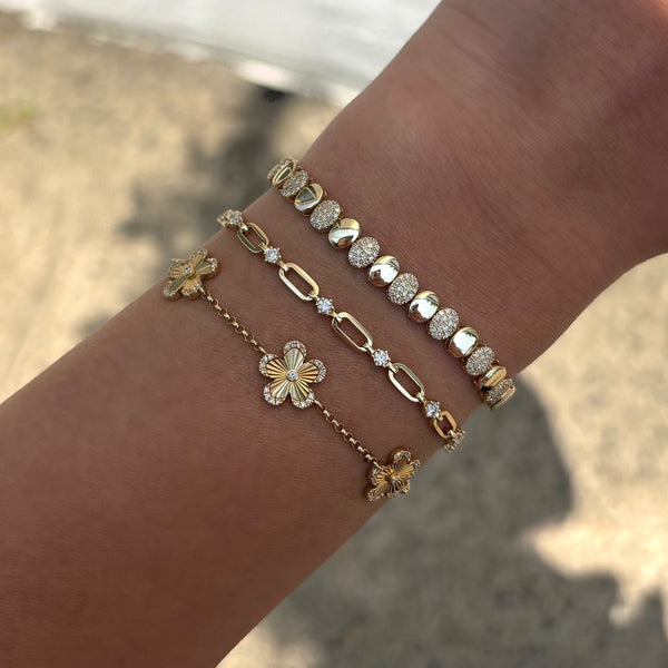 14K GOLD DIAMOND MILA OVAL BRACELET