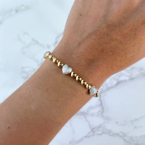 14K GOLD DIAMOND REESA HEART BRACELET