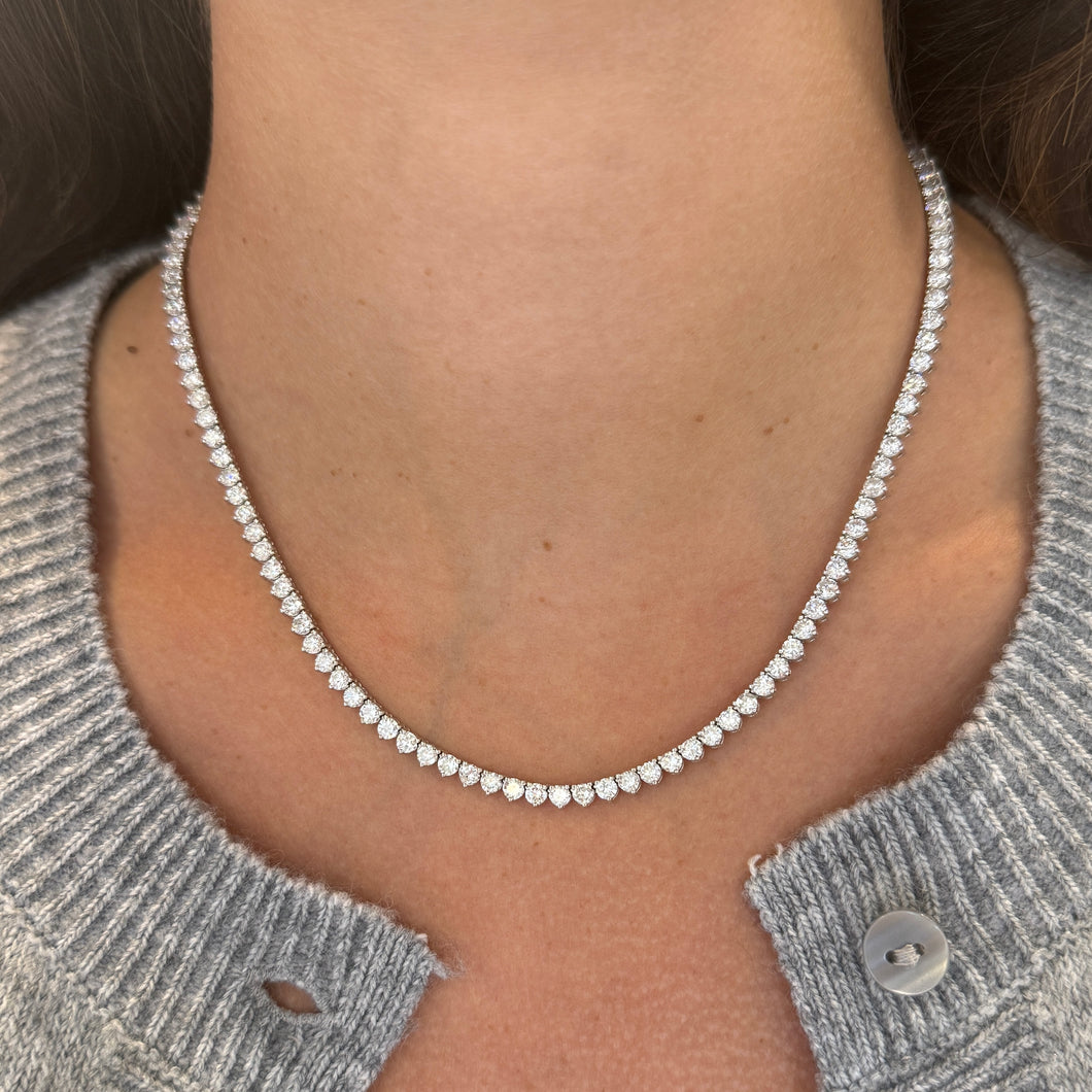 14K GOLD 13.08 CT DIAMOND CLASSIC TENNIS NECKLACE