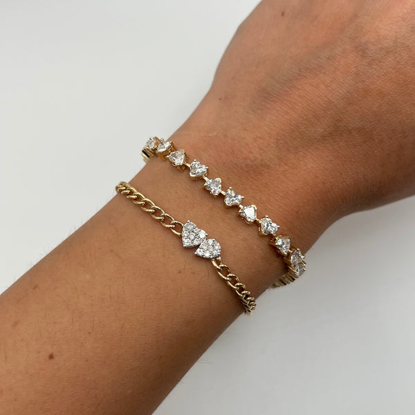 14K GOLD 8.44 CT LAB GROWN DIAMOND LUCY HEART TENNIS BRACELET
