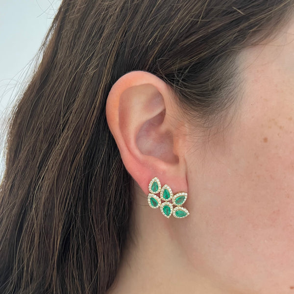 14K GOLD DIAMOND EMERALD CLARA EARRINGS