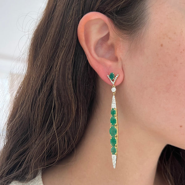 14K GOLD DIAMOND EMERALD SARA EARRINGS