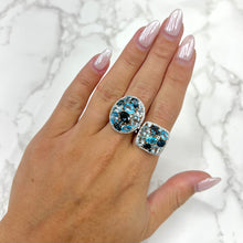 14K GOLD DIAMOND BLUE TOPAZ SARA SQAURE RING