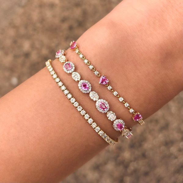 14K GOLD DIAMOND PINK SAPPHIRE CHELLI BRACELET