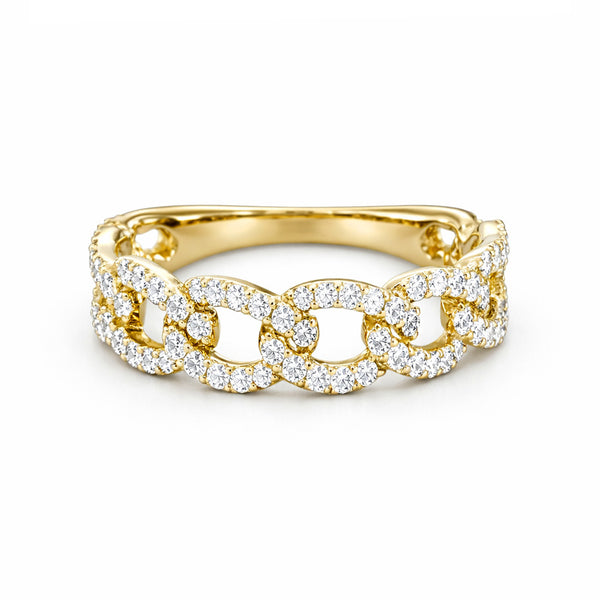 14K GOLD DIAMOND LARGE CLEO LINK RING