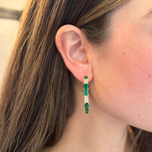14K GOLD DIAMOND AND EMERALD DARYA HOOPS