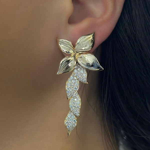 14K GOLD DIAMOND CHERISE EARRINGS