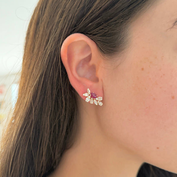 14K GOLD DIAMOND RUBY SHIRA STUDS