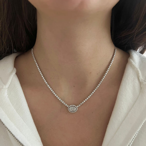 14K GOLD DIAMOND STACY OVAL NECKLACE