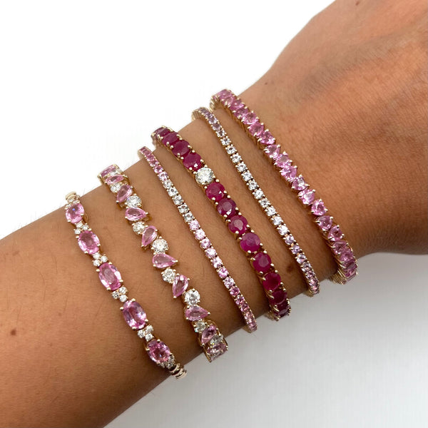 14K GOLD OMBRE PINK SAPPHIRE JILLIAN TENNIS BRACELET