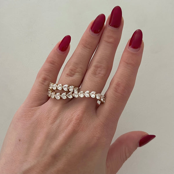 14K GOLD LAB GROWN DIAMOND GWEN DOUBLE FINGER RING