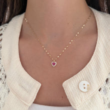14K GOLD DIAMOND RUBY SHIRA HEART NECKLACE