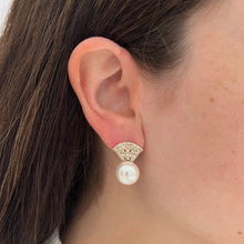 14K GOLD DIAMOND SHANNA PEARL EARRINGS
