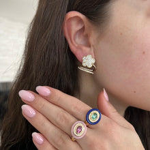 14K GOLD DIAMOND TOURMALINE LAPIS JAYDA RING