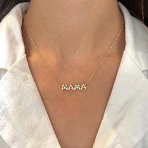 14K GOLD DIAMOND BUBBLE MAMA NECKLACE